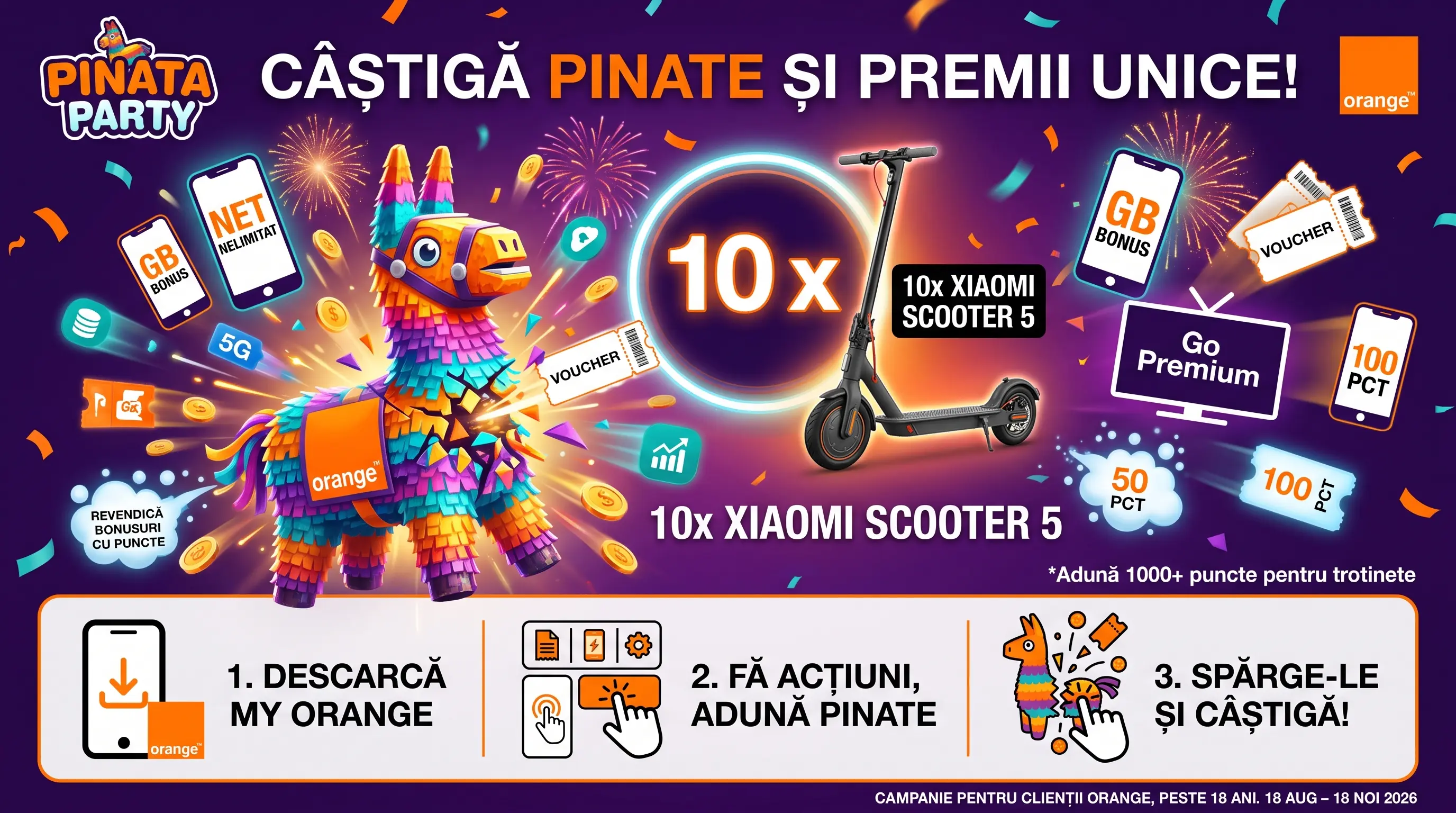 Concurs Orange: Câștigă trotinete electrice Xiaomi (până pe 18 Noiembrie) - Concurs Gratuit...