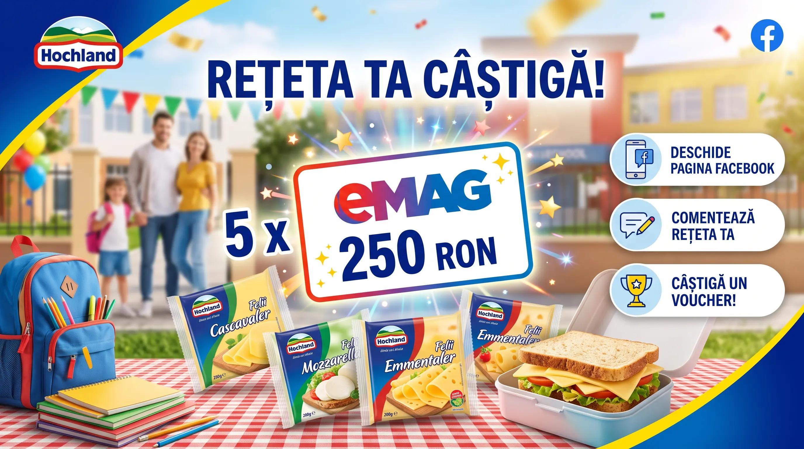 Concurs Hochland România: Câștigă Vouchere eMag de 250 RON (până pe 30 August) - Concurs...