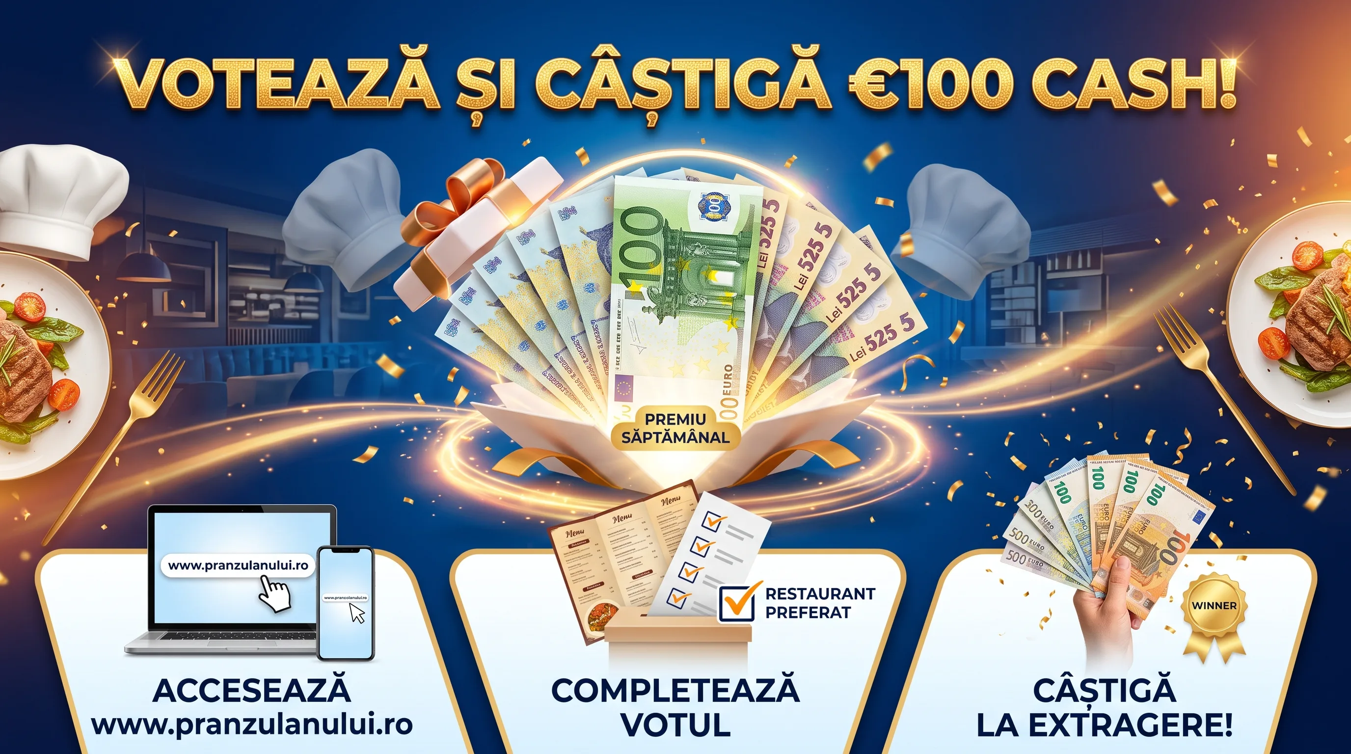 Concurs Pranzul Anului - Votează restaurantul preferat și câștigă 100 euro (până pe 30...