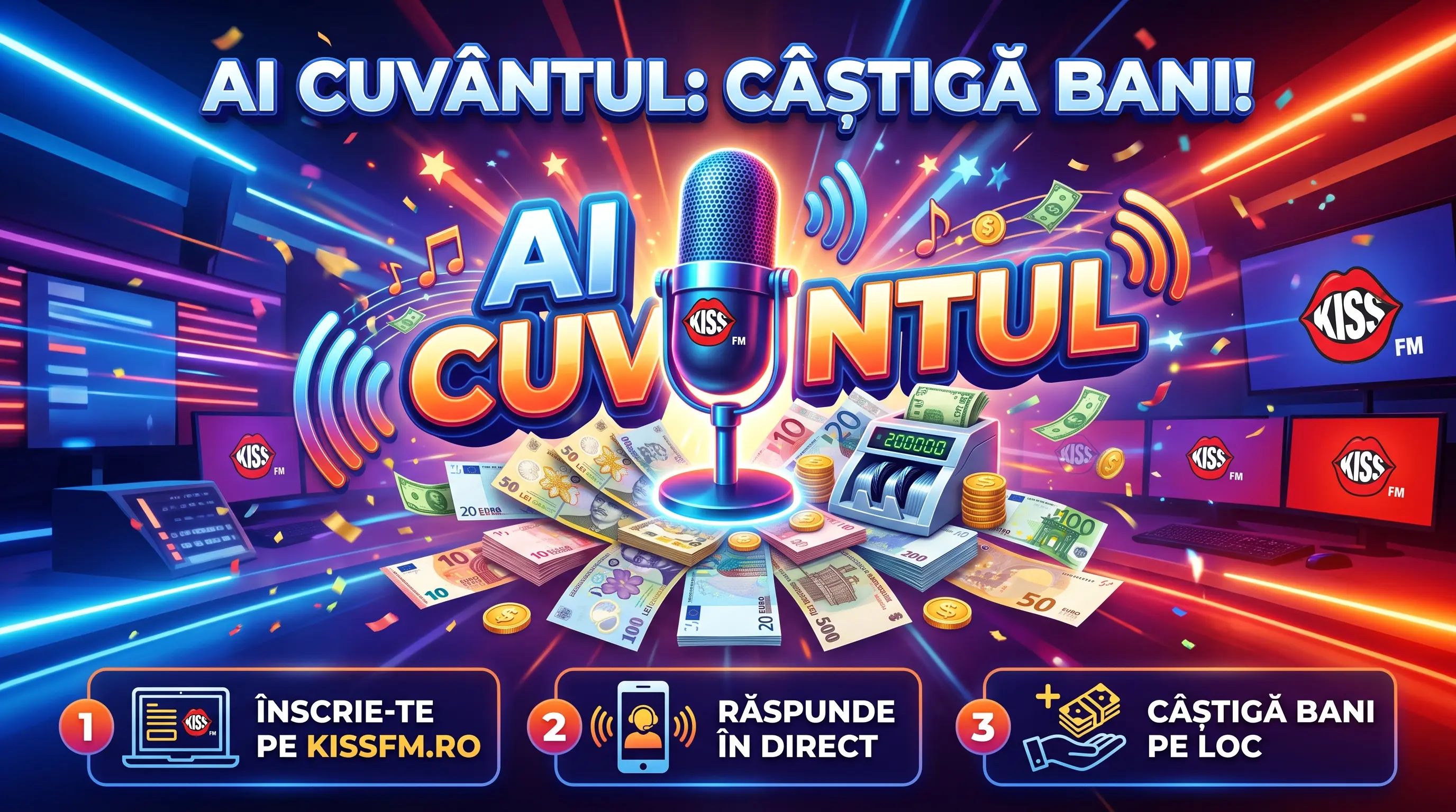 Concurs KISS FM: Răspunde și Câștigă până la 500 Lei (până pe 24 Decembrie) - Concurs...