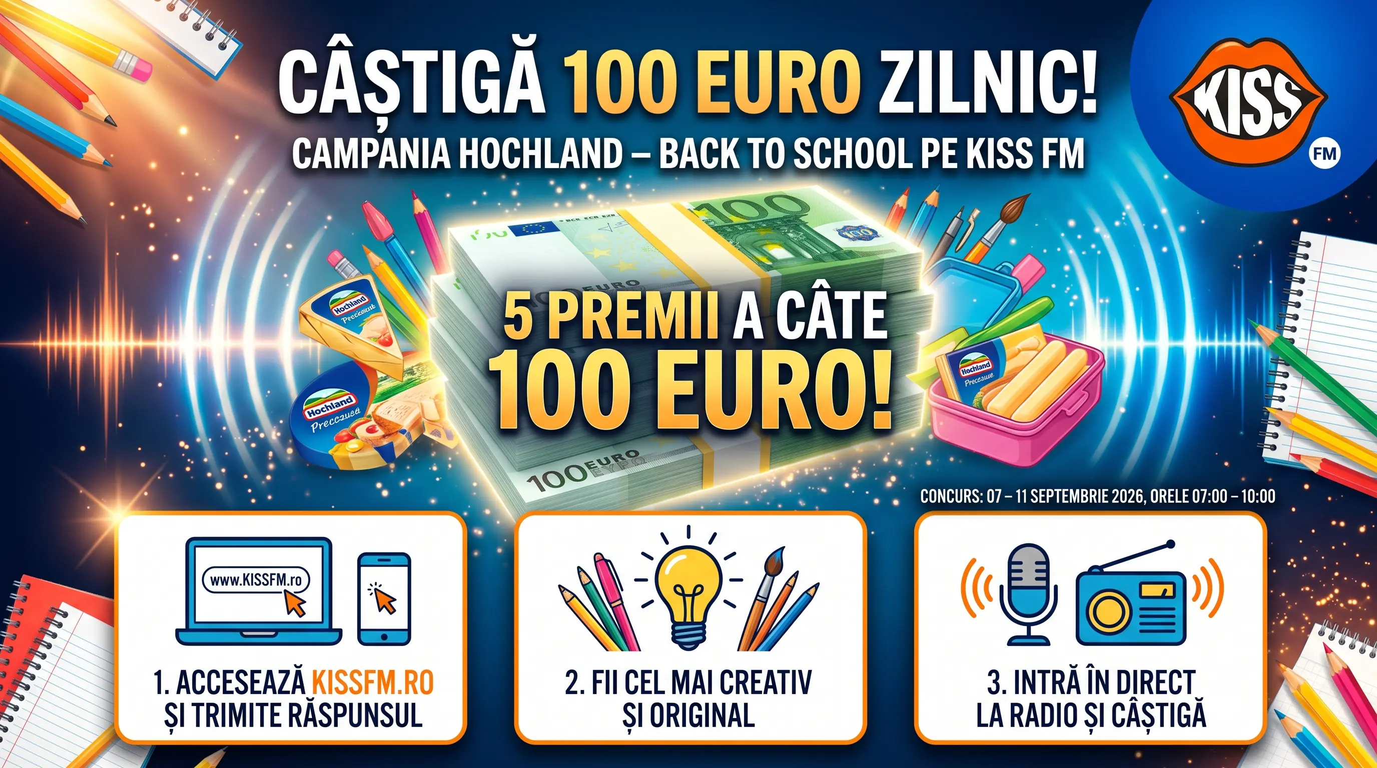 Concurs Kiss FM Câștigă 100 Euro pe Zi (până pe 11 Septembrie) - Concurs Gratuit | Concursier