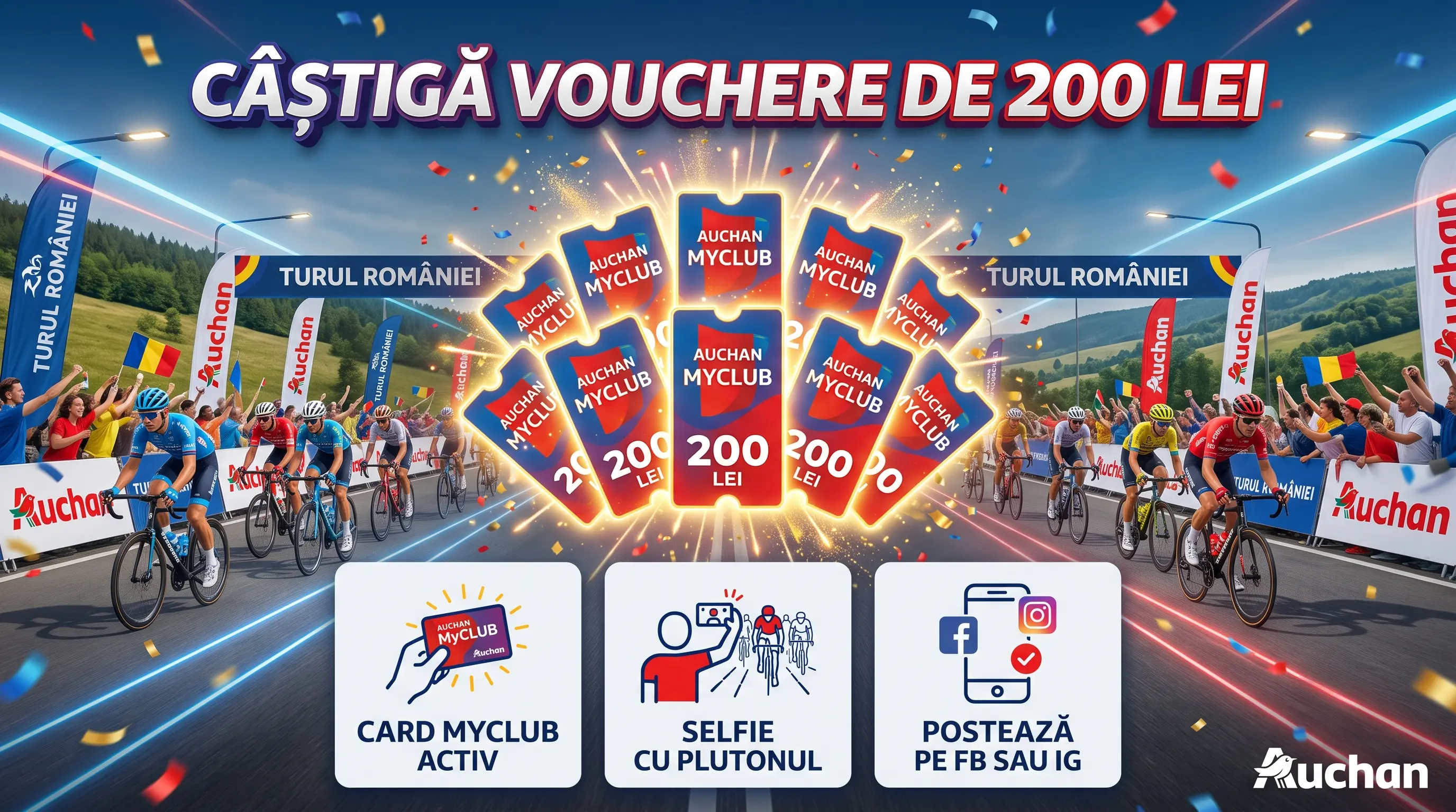 Concurs Auchan: Câștigă voucher de 200 lei cu un selfie la Turul României (până pe 13...