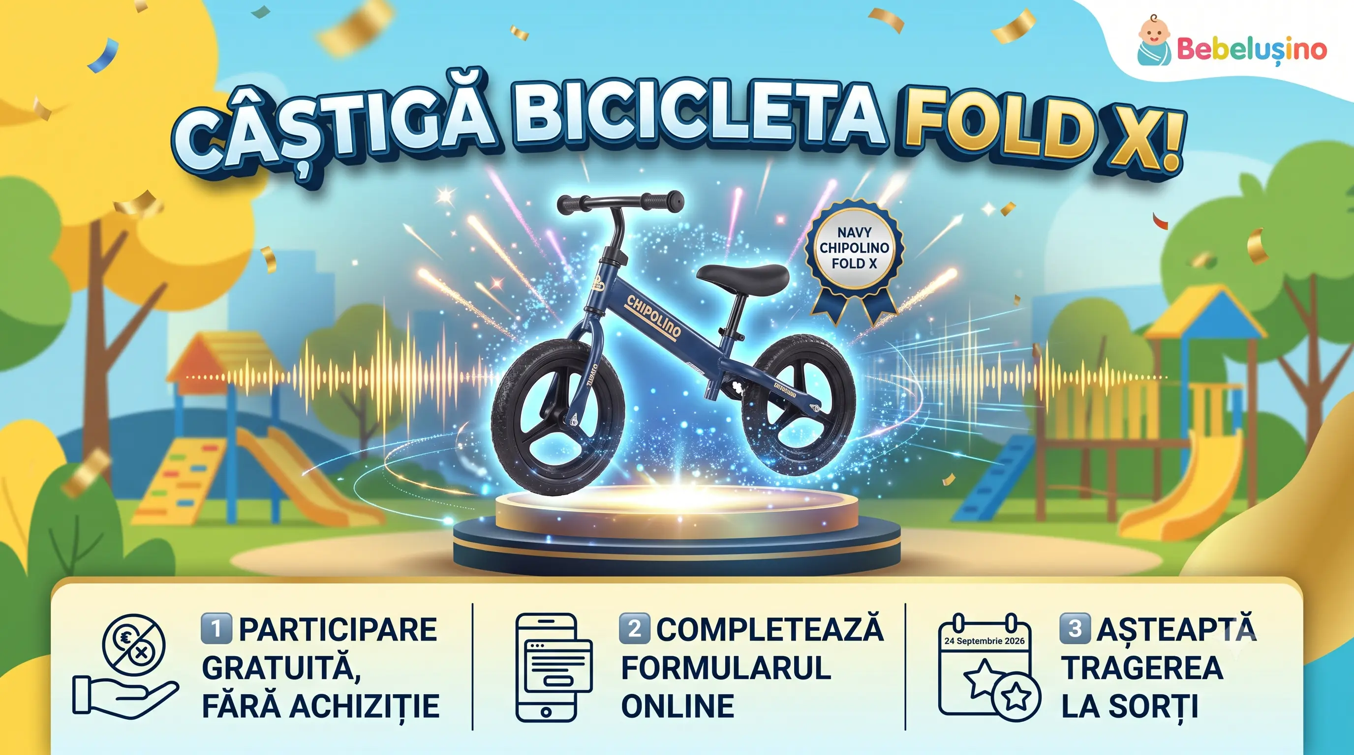 Concurs Bebelușino Bicicletă fără pedale Chipolino Fold X (până pe 23 Septembrie)