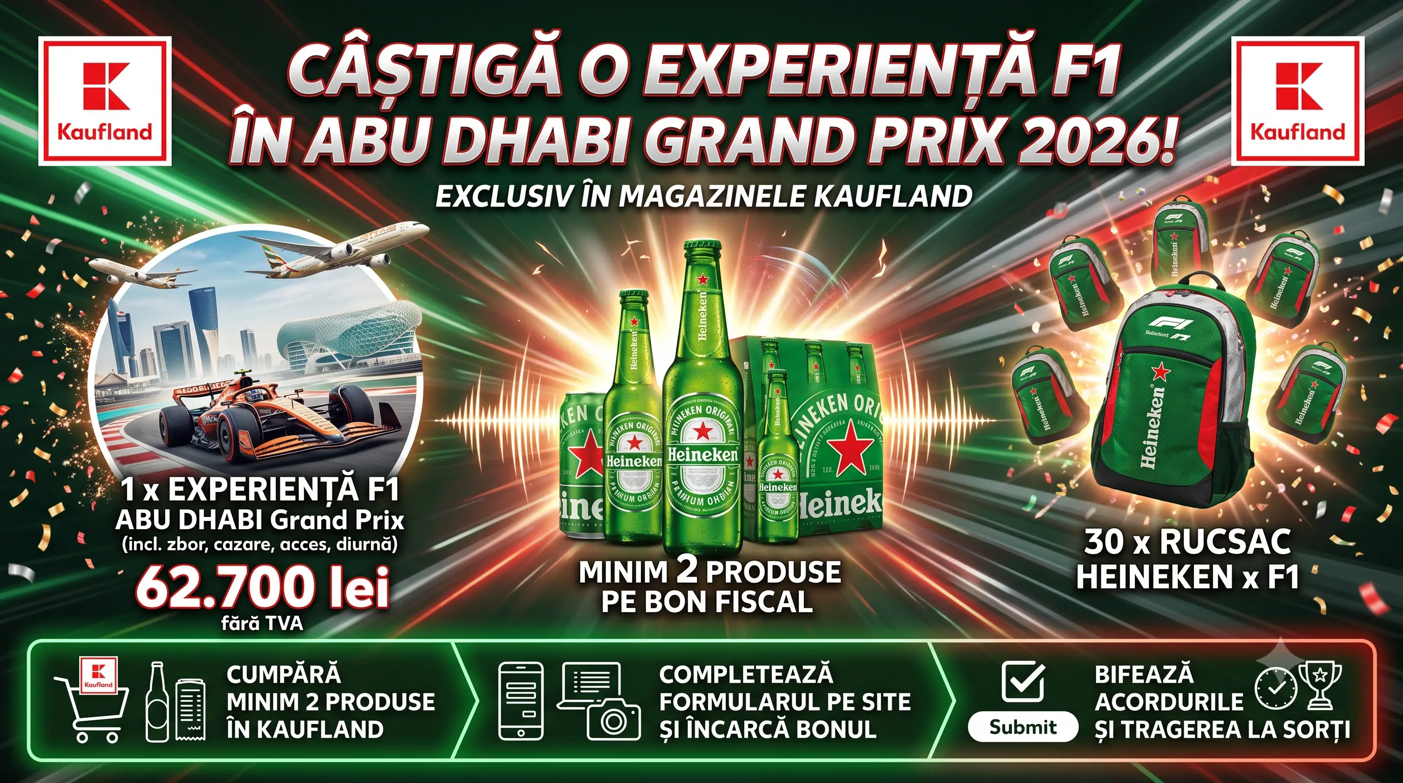 Concurs Concurs Kaufland - Cumpără Heineken și câștigă o experiență Formula 1 (până pe 4...