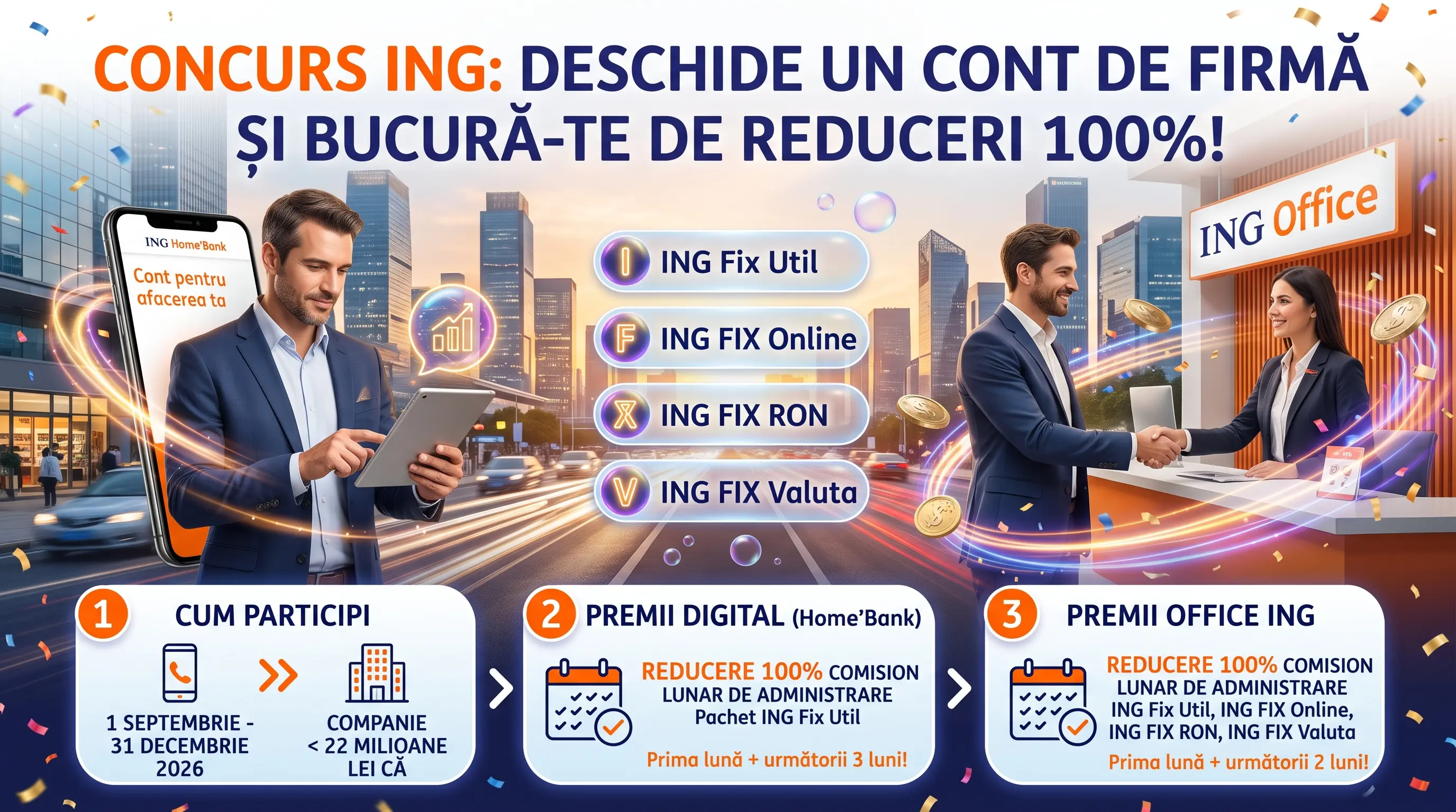 Concurs Ofertă ING: Reducere 100% comision administrare cont firmă (până pe 31 decembrie) -...