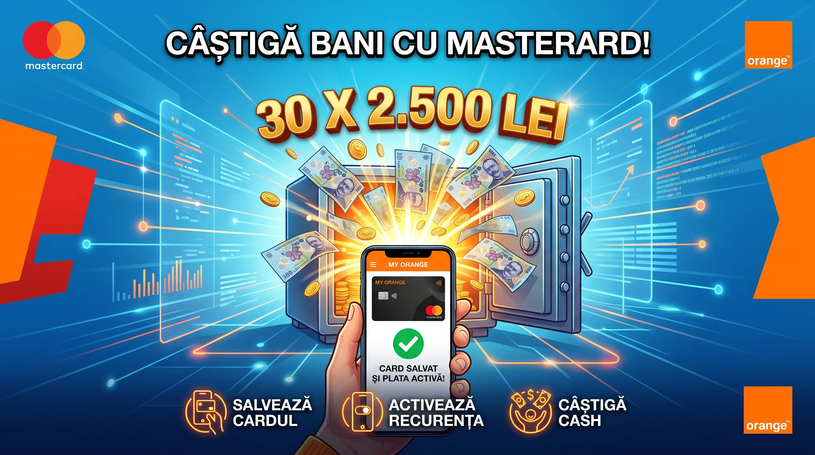 Concurs Concurs Orange Câștigă 2.500 lei Salvează cardul Mastercard (până pe 10 noiembrie)...