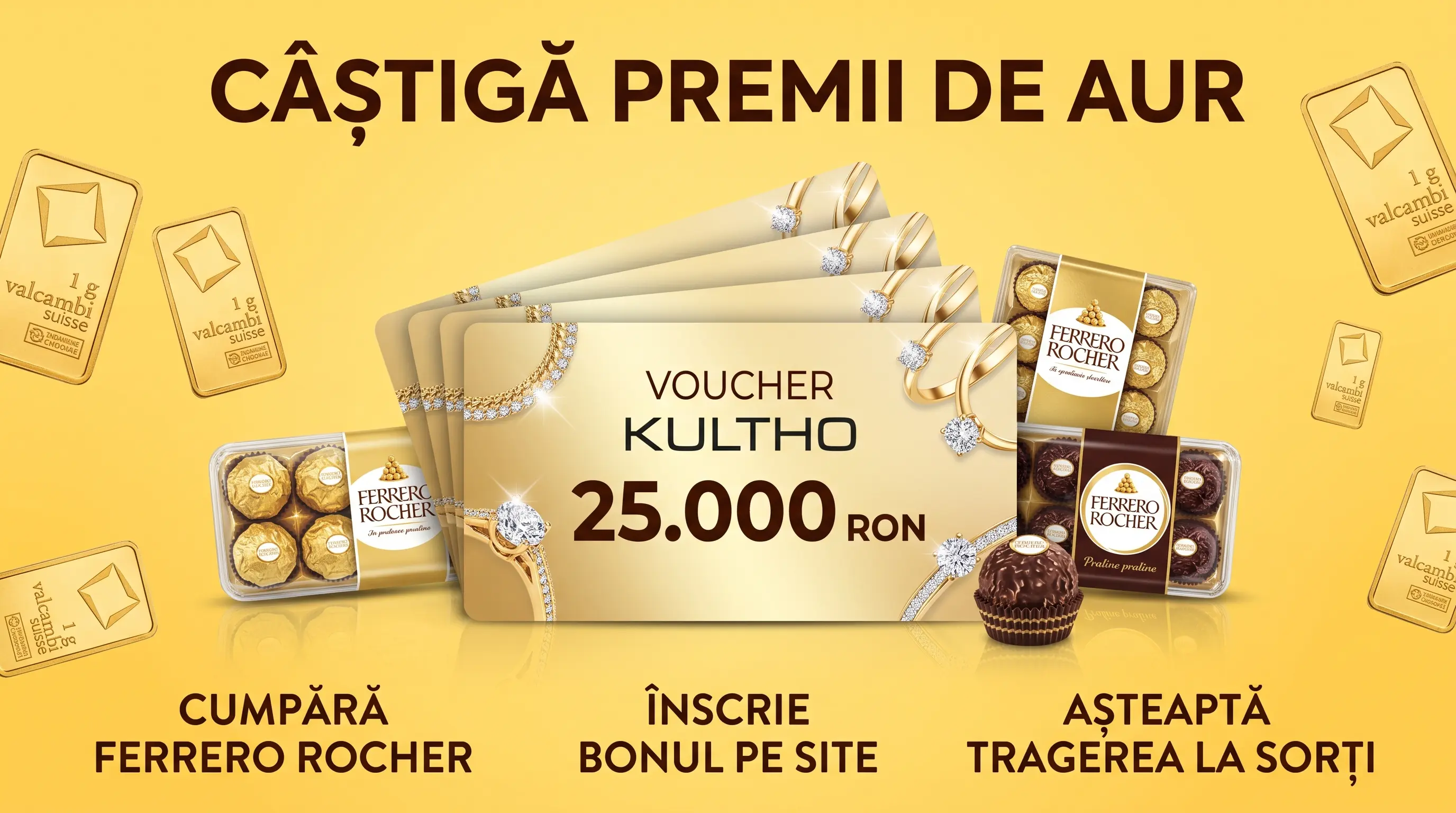 Concurs Concurs Ferrero Rocher - Cumpără și câștigă lingouri de aur (până pe 31 Octombrie)...