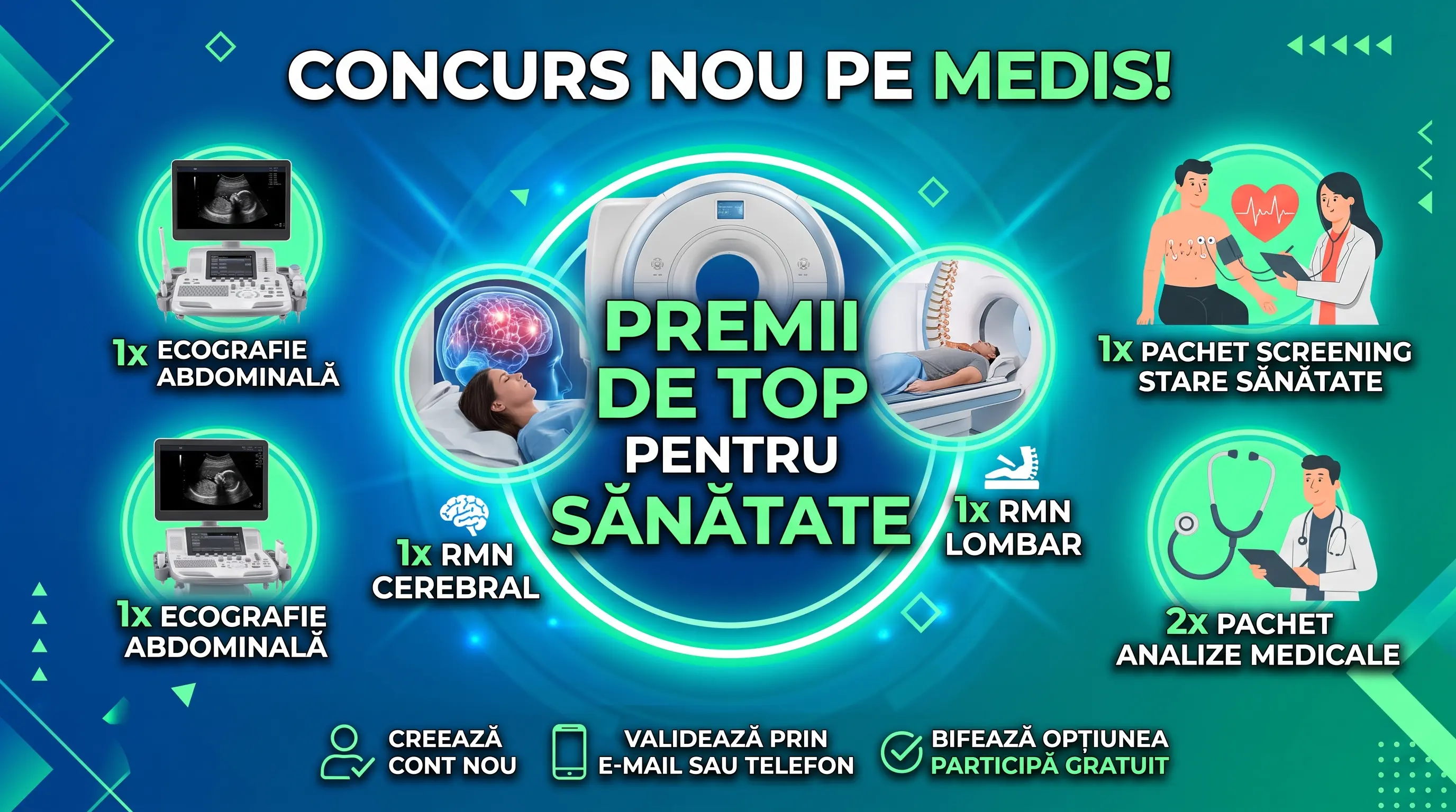 Concurs Medis - Ecografie abdomen și RMN cerebral (până pe 30 septembrie)