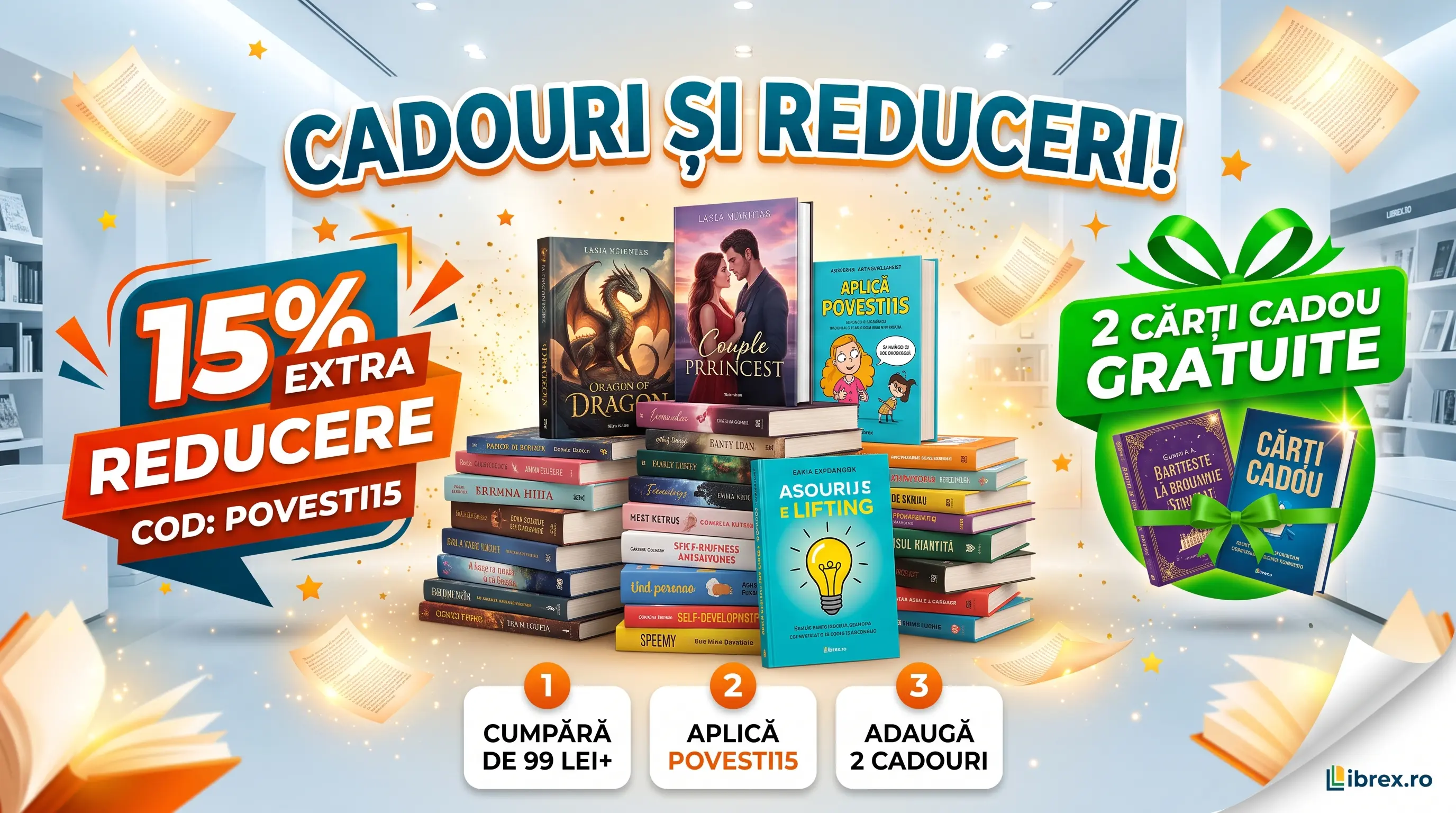 Concurs Ofertă Librex Cumpără cărți de peste 99 lei și primește 2 cadou - câștigă 2 cărți cadou