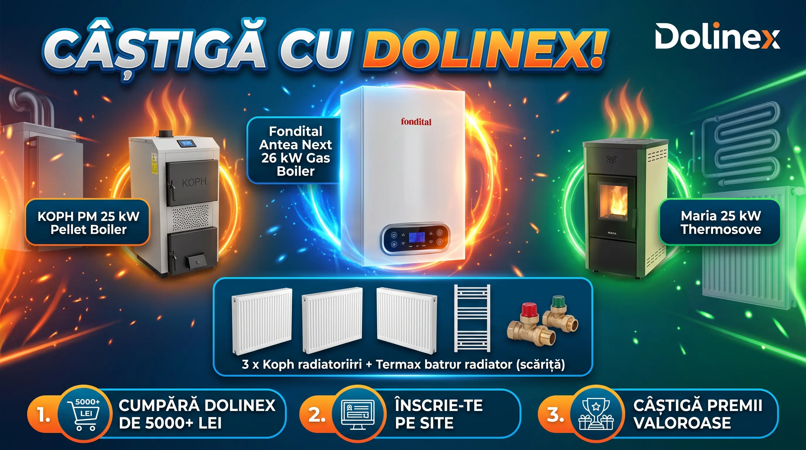 Concurs Concurs Dolinex: Cumpără și câștigă o centrală gaz Fondital Antea Next 26 kW (până...