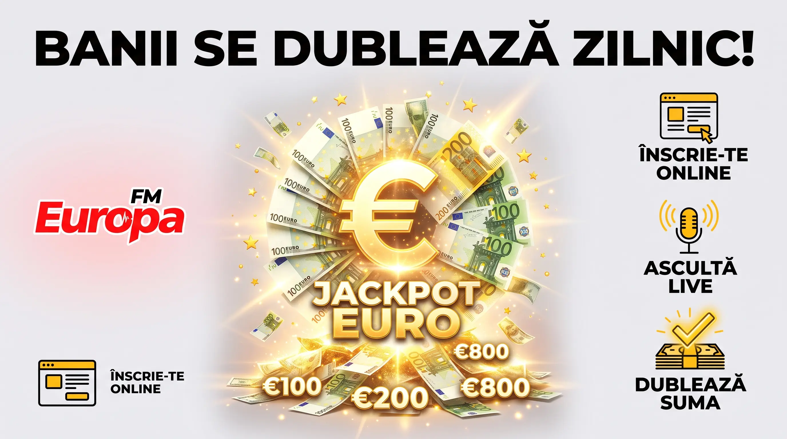 Concurs Europa FM: Câștigă premii în bani până la 800 euro (până pe 23 Octombrie) - Concurs...
