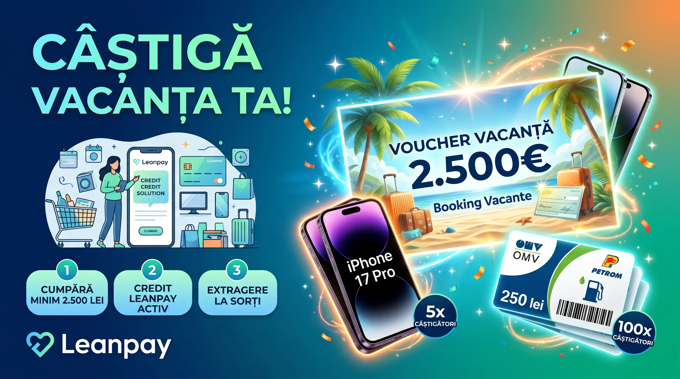 Concurs Concurs Leanpay: Cumpără și câștigă un Voucher de vacanță Booking Vacante (până pe...