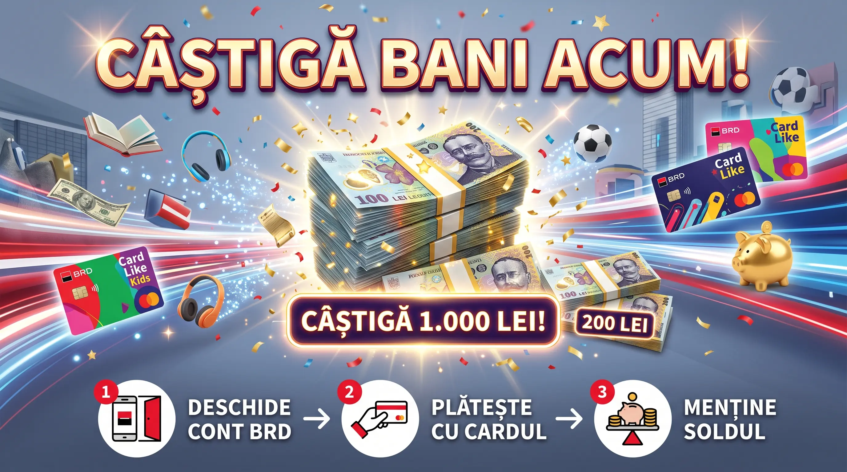 Concurs Concurs BRD Deschide cont și câștigă premii în valoare de 1000 lei (până pe 30...