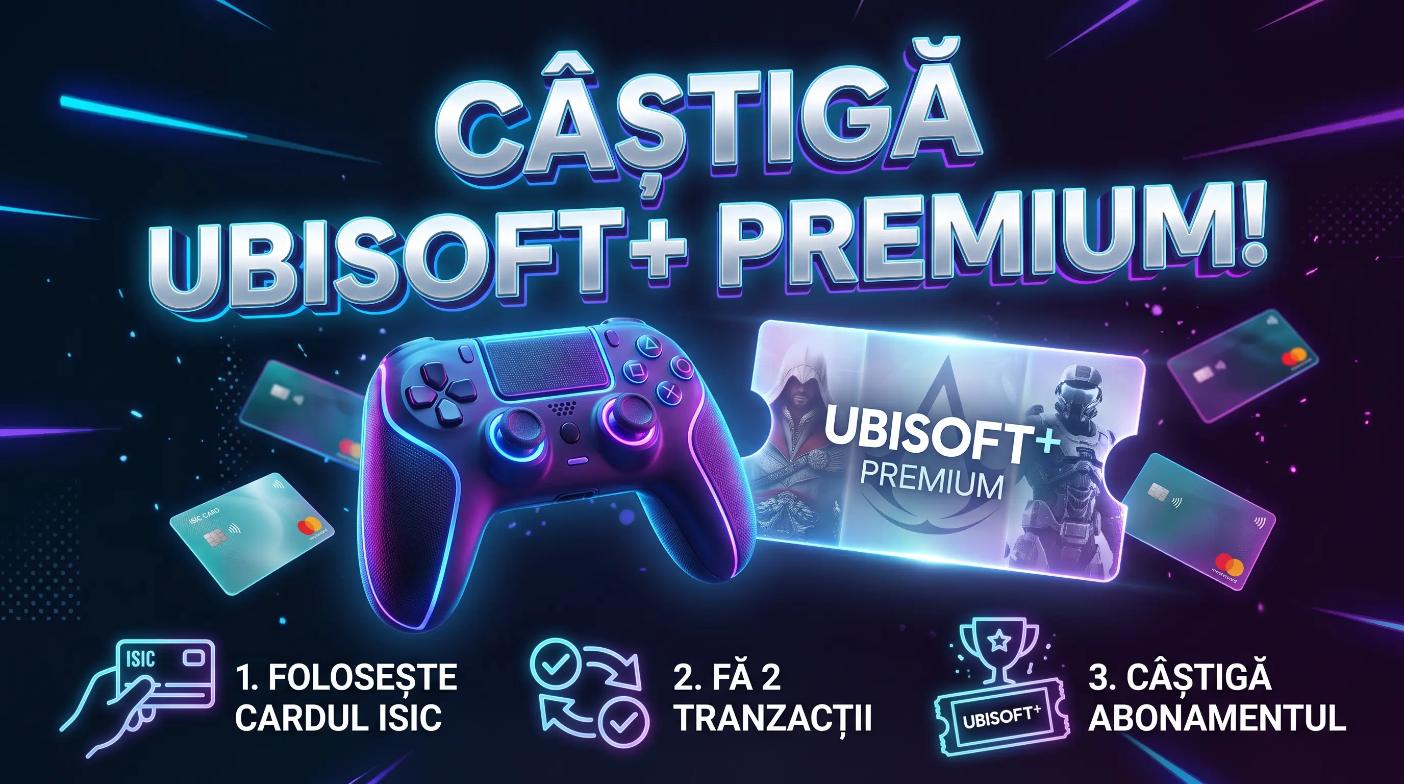 Concurs Concurs BRD - Cumpără cu cardul ISIC și câștigă discount Ubisoft+ (până pe 30...