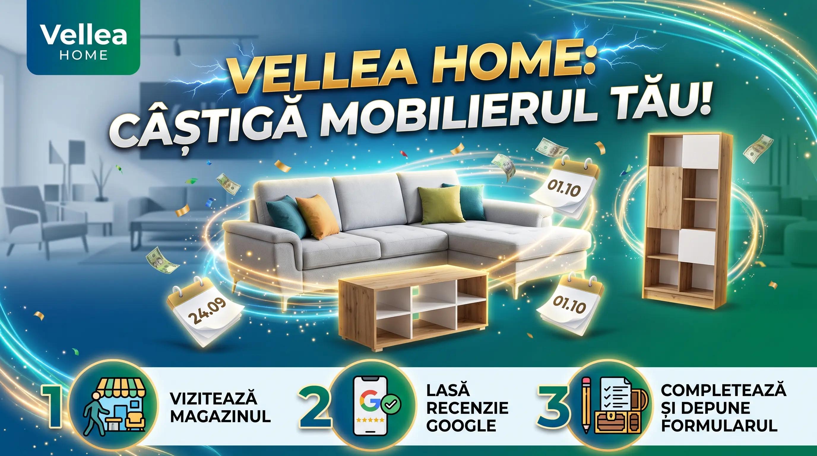 Concurs Vellea Home: Câștigă Coltar Extensibil Delano (până pe 11 octombrie) - Concurs...