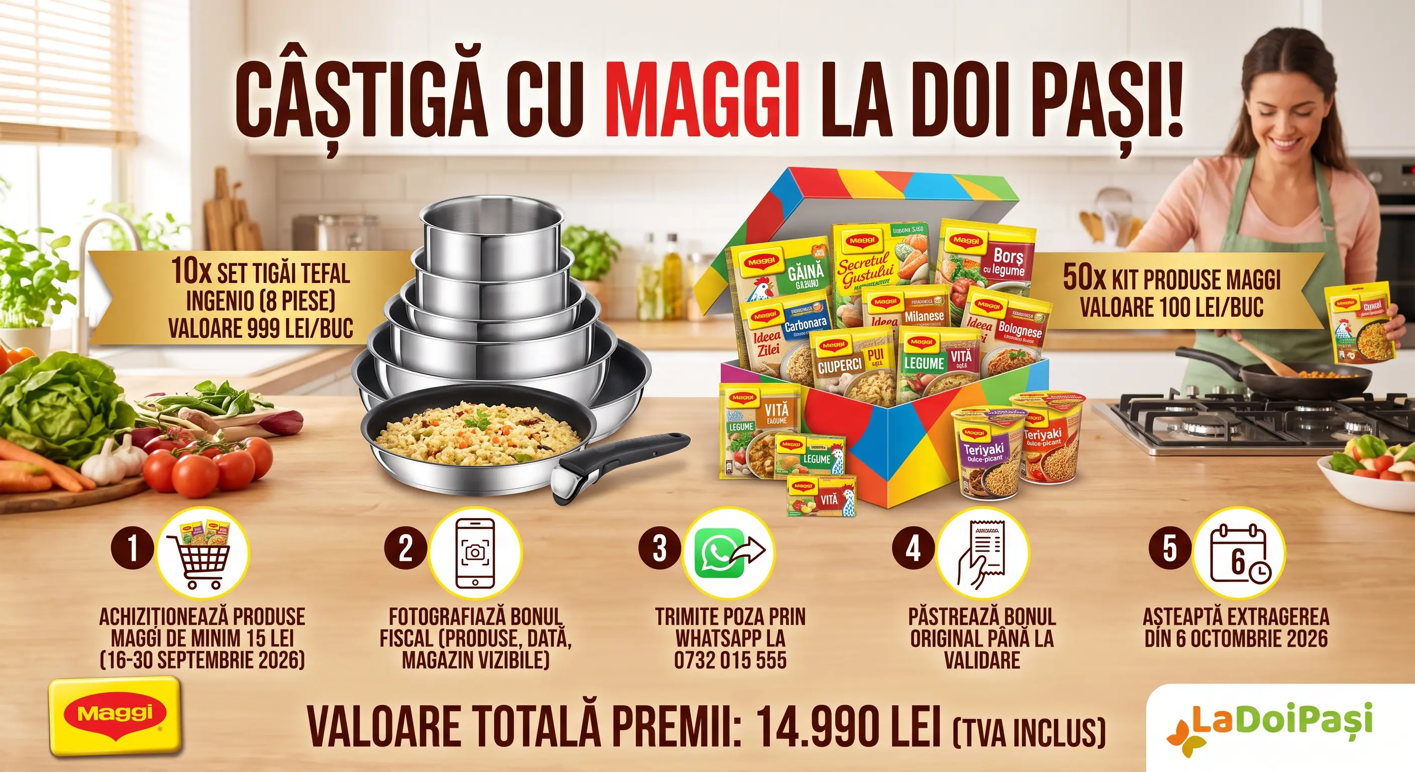Concurs LaDoiPasi: Cumpără produse MAGGI și câștigă seturi Tefal (până pe 30 septembrie) -...