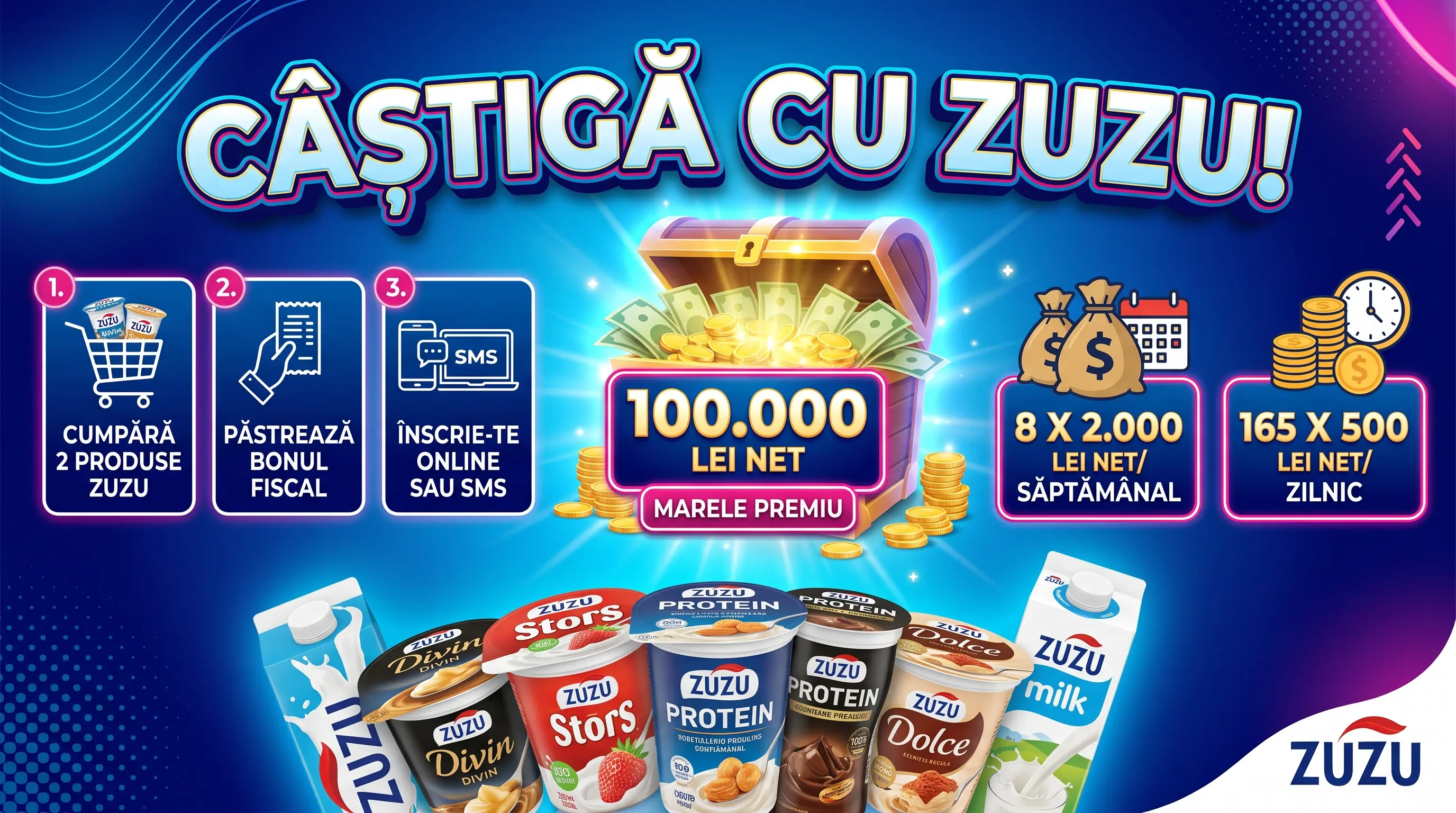 Concurs Zuzu: Cumpără și câștigă 100.000 lei (până pe 8 noiembrie 2026) - Concursier