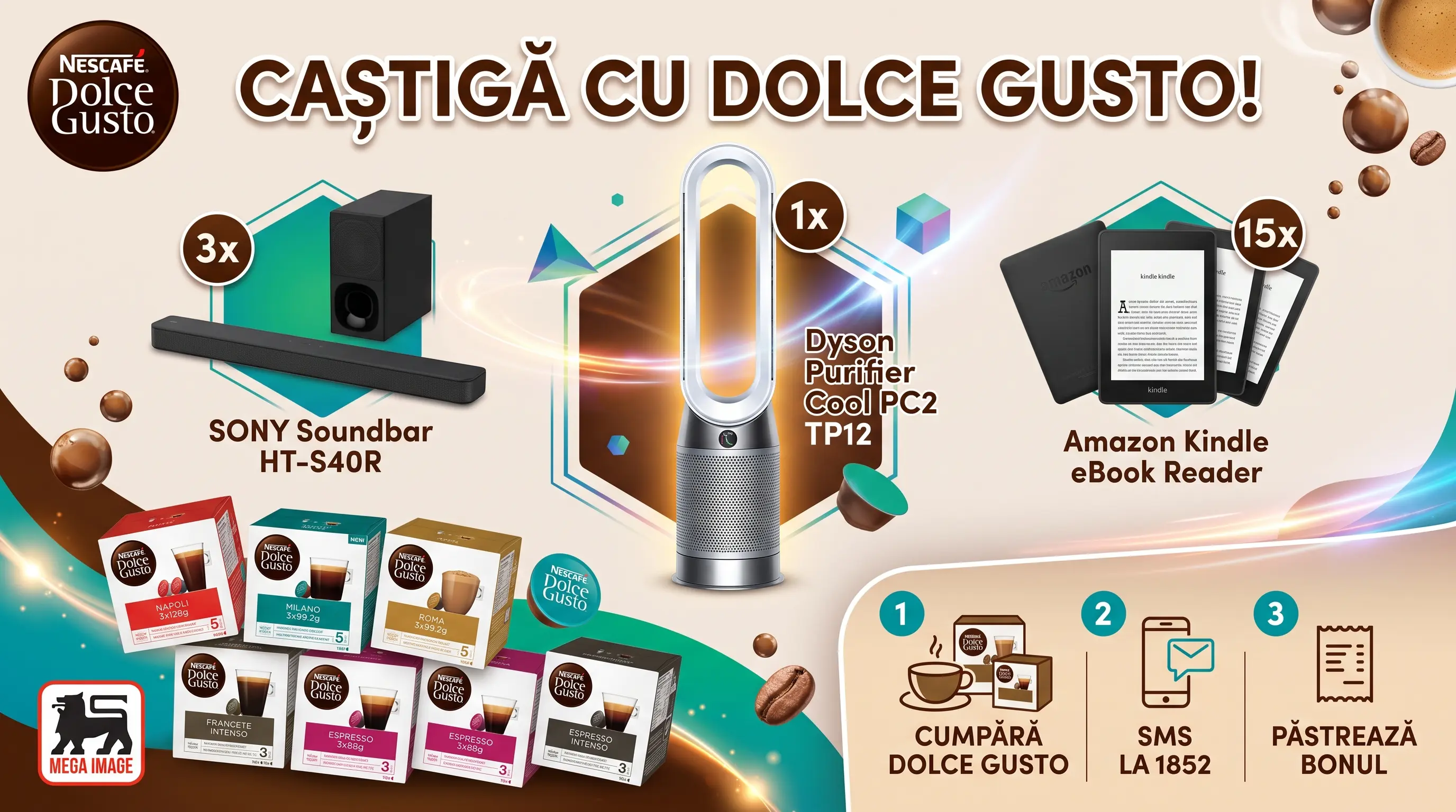 Concurs Mega Image: Cumpără NESCAFÉ Dolce Gusto și câștigă un Purificator Dyson (până pe 14...