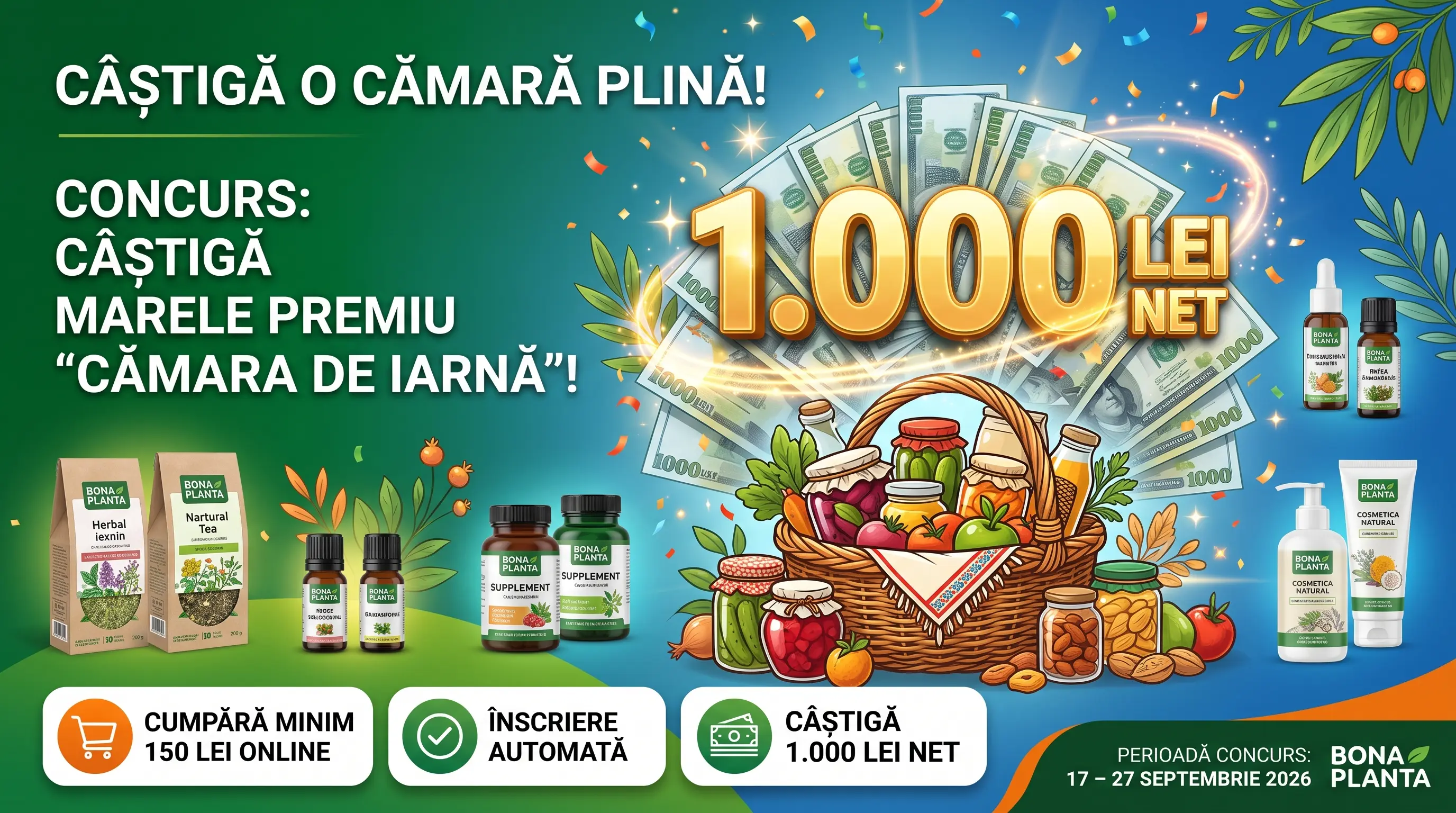 Concurs Concurs Bona Planta: Cumpără și câștigă 1.000 lei (până pe 27 septembrie) - câștigă...