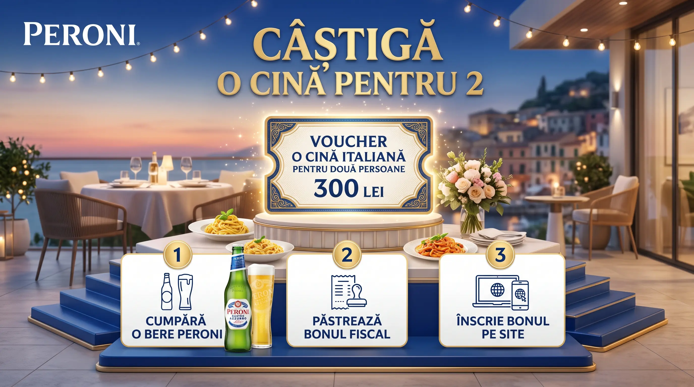 Concurs Concurs Peroni Nastro Azzurro - Cumpără și câștigă o cină italiană (până pe 31...