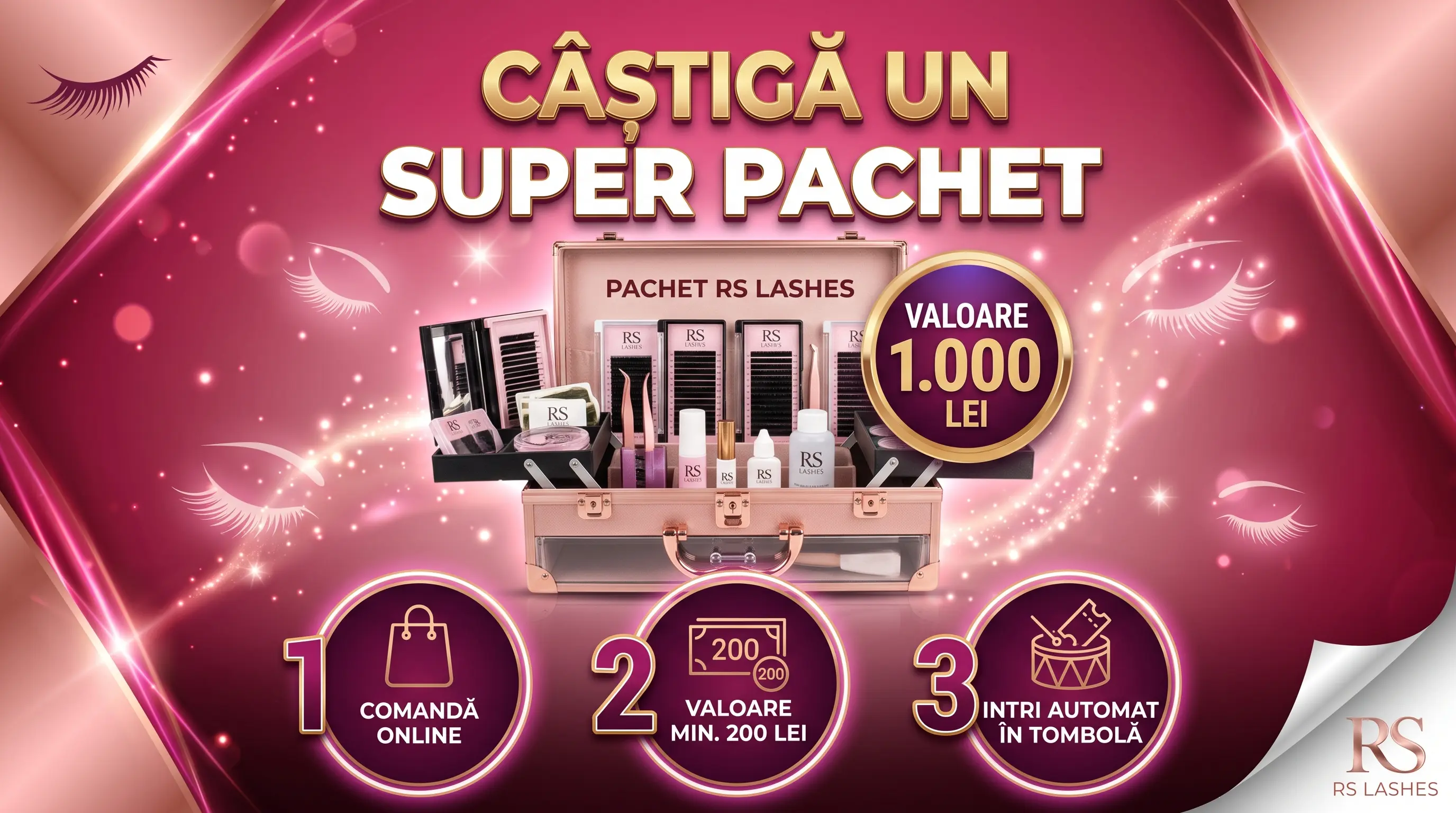 Concurs RS Lashes - Cumpără peste 200 lei și câștigă produse de 1.000 lei (până pe 30...