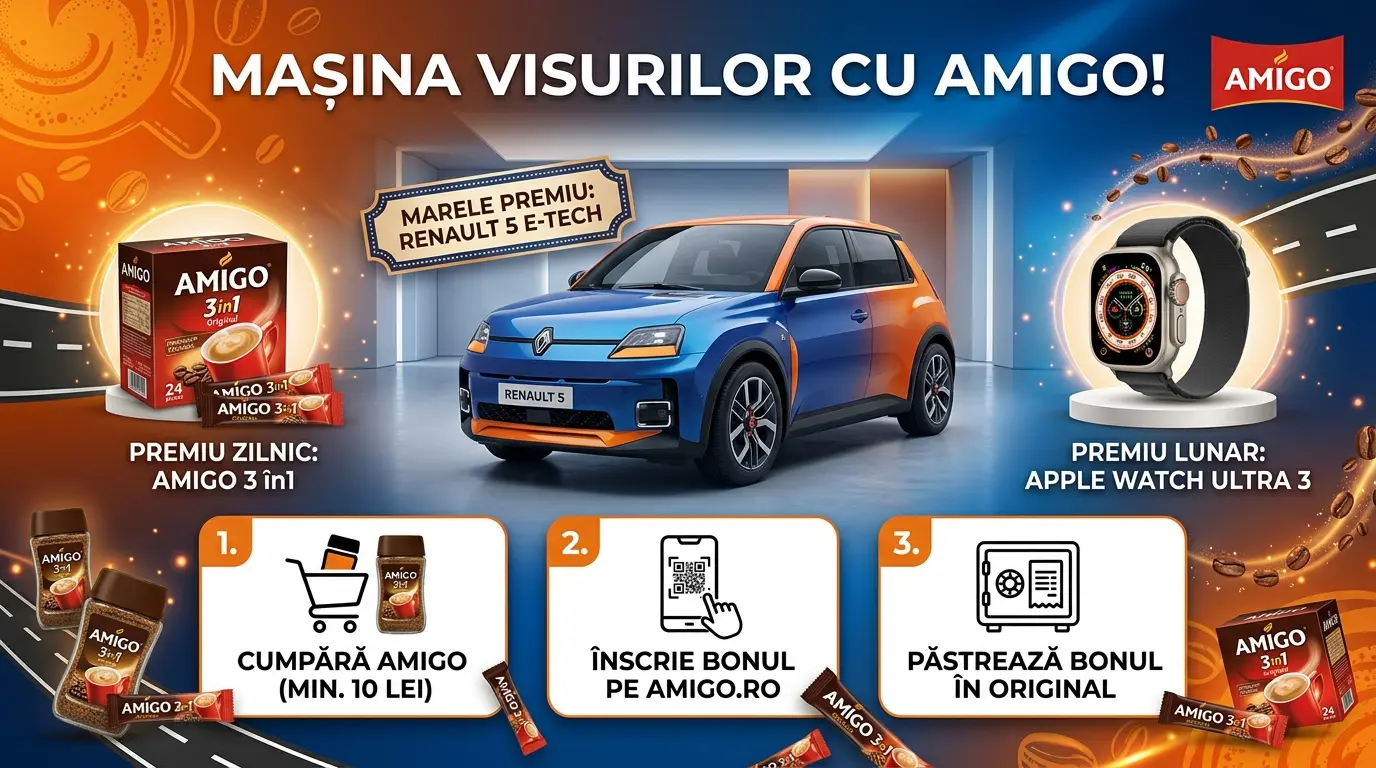 Concurs Amigo: Cumpără și câștigă un Renault 5 E-tech Electric (până pe 19 Decembrie) -...
