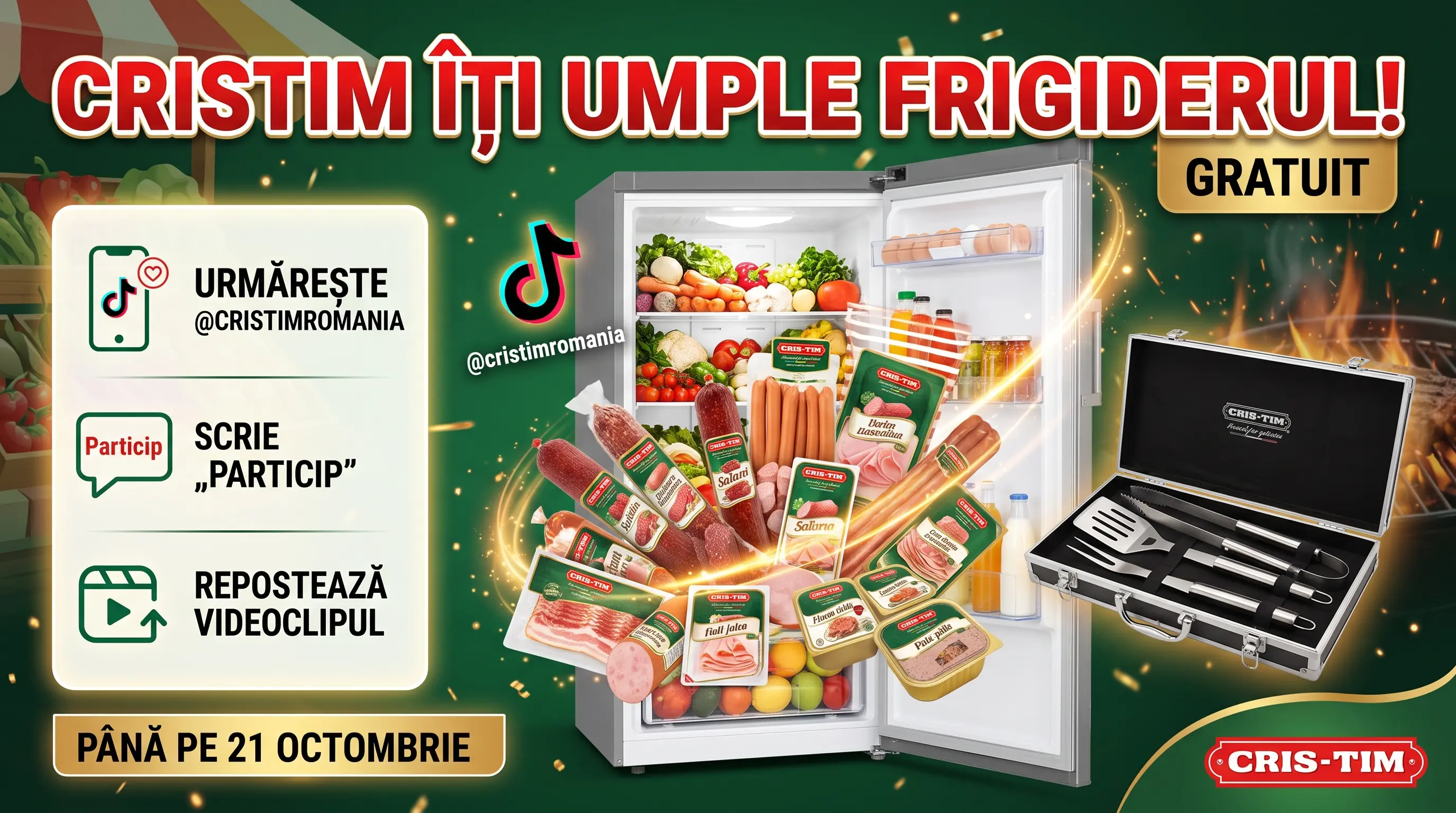 Concurs Cris-Tim: Câștigă produse Cris-Tim și o trusă de grătar (până pe 21 Octombrie)