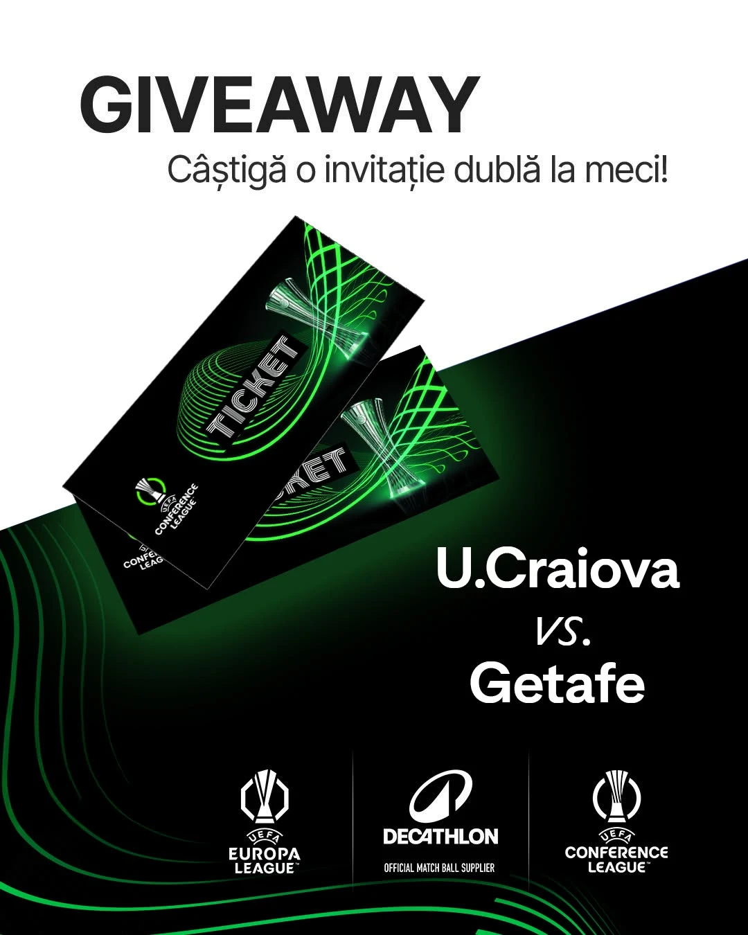 Concurs Decathlon România: Invitație dublă la meciul U. Craiova – Getafe (până pe 12 Octombrie)