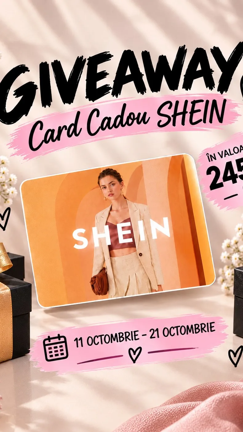 Concurs Alexandra Pata: Card cadou SHEIN de 245 lei (până pe 21 Octombrie)