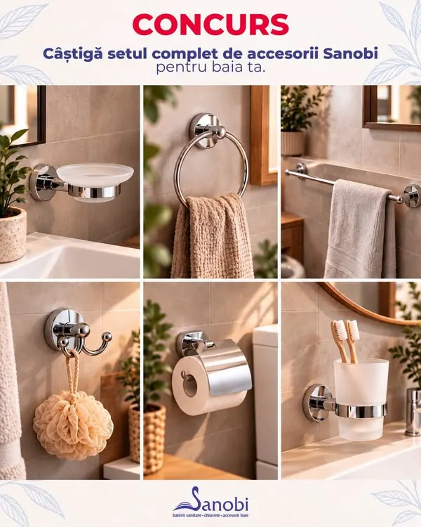 Concurs Sanobi: Câștigă un set complet de accesorii pentru baie (până pe 31 Octombrie)