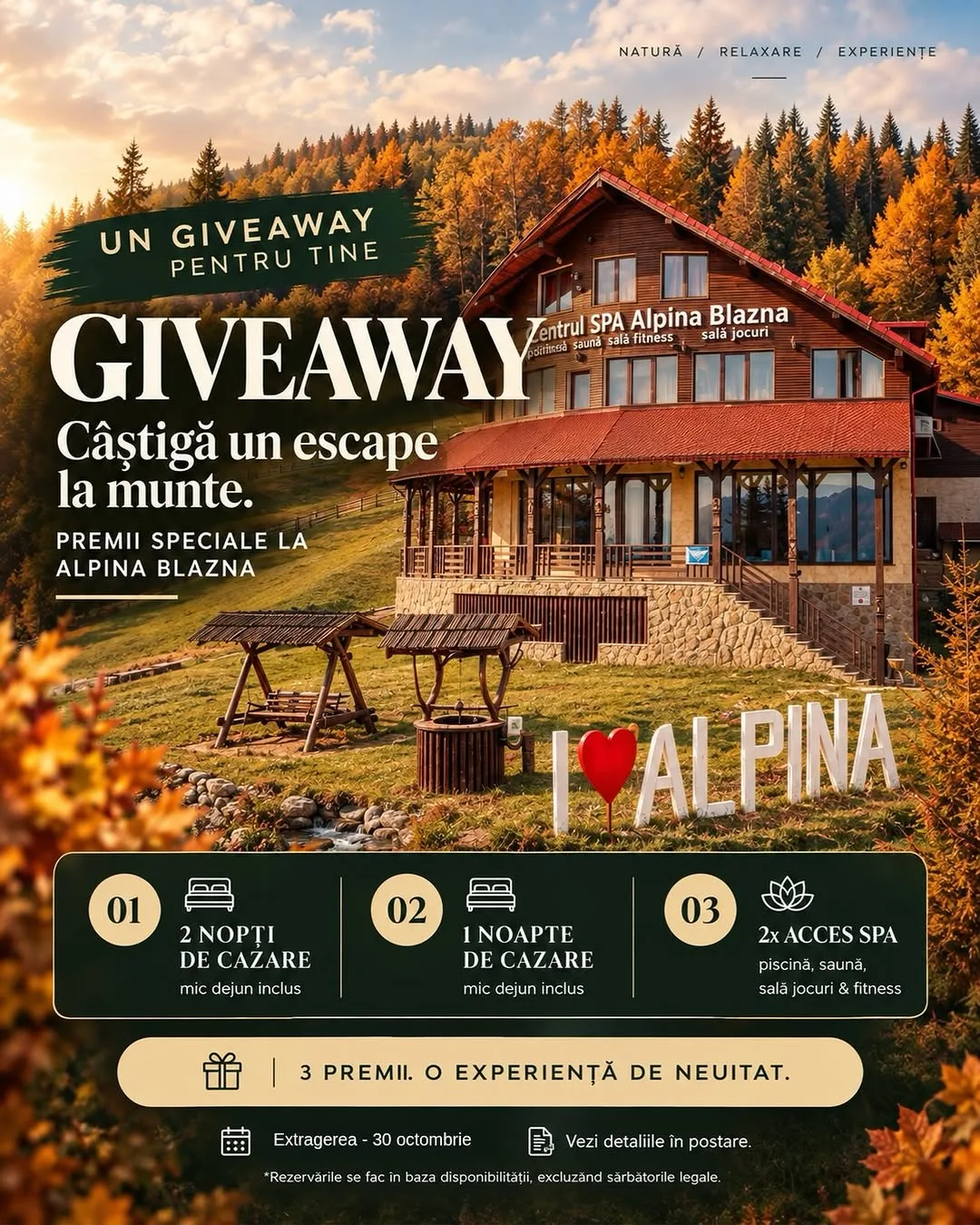 Concurs Alpina Blazna: Câștigă o escapadă la munte (până pe 29 Octombrie) - Concurs Gratuit...