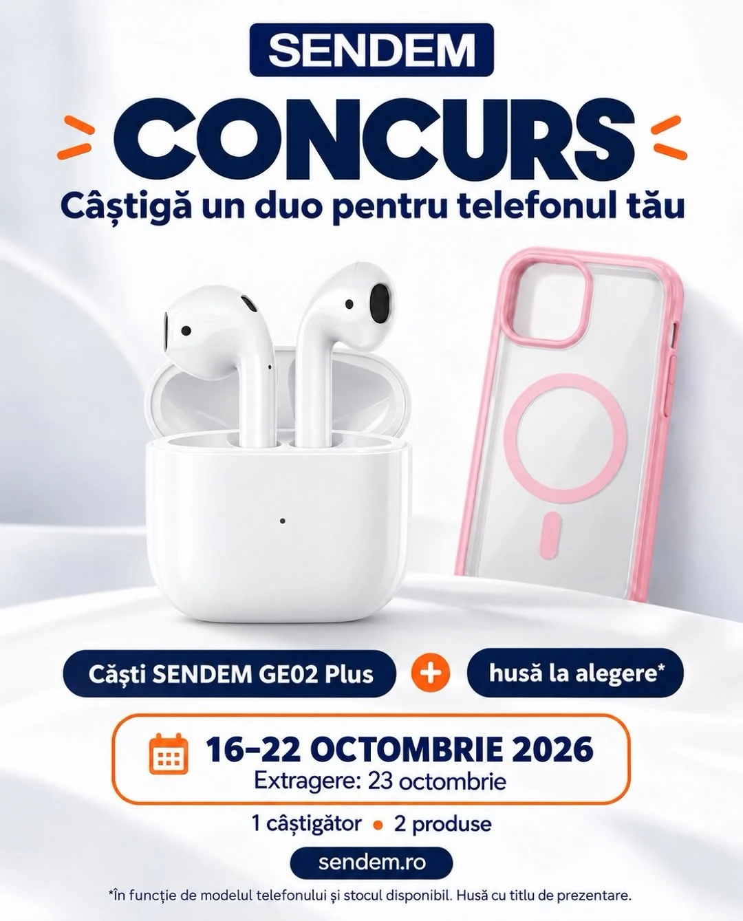 Concurs Sendem: Câștigă Căști Wireless și Husă de Telefon (până pe 22 Octombrie) - Concurs...
