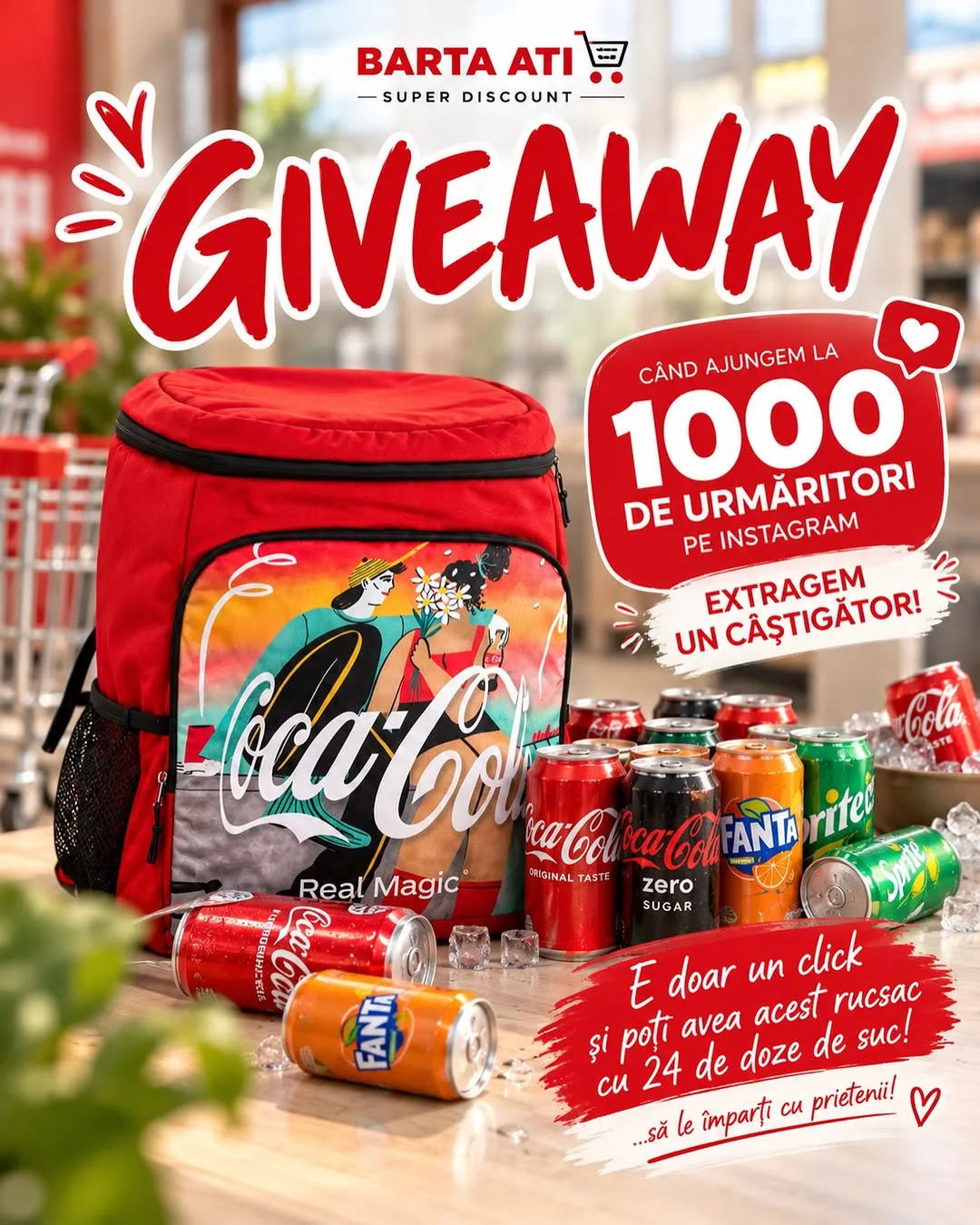 Concurs Barta Ati: Câștigă un Rucsac Frigorific și 24 de Doze Coca-Cola (până pe 15 Noiembrie)