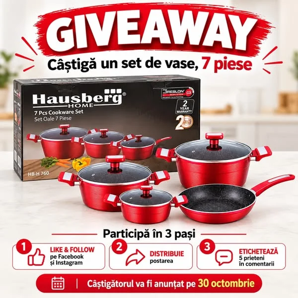 Concurs Filip Home: Câștigă un set de vase Hausberg de 7 piese (până pe 29 Octombrie)