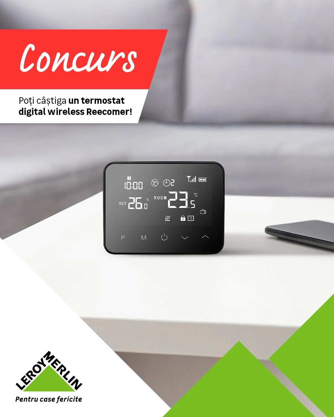 Concurs Leroy Merlin România: Câștigă un Termostat Digital Wireless Reecomer (până pe 27...