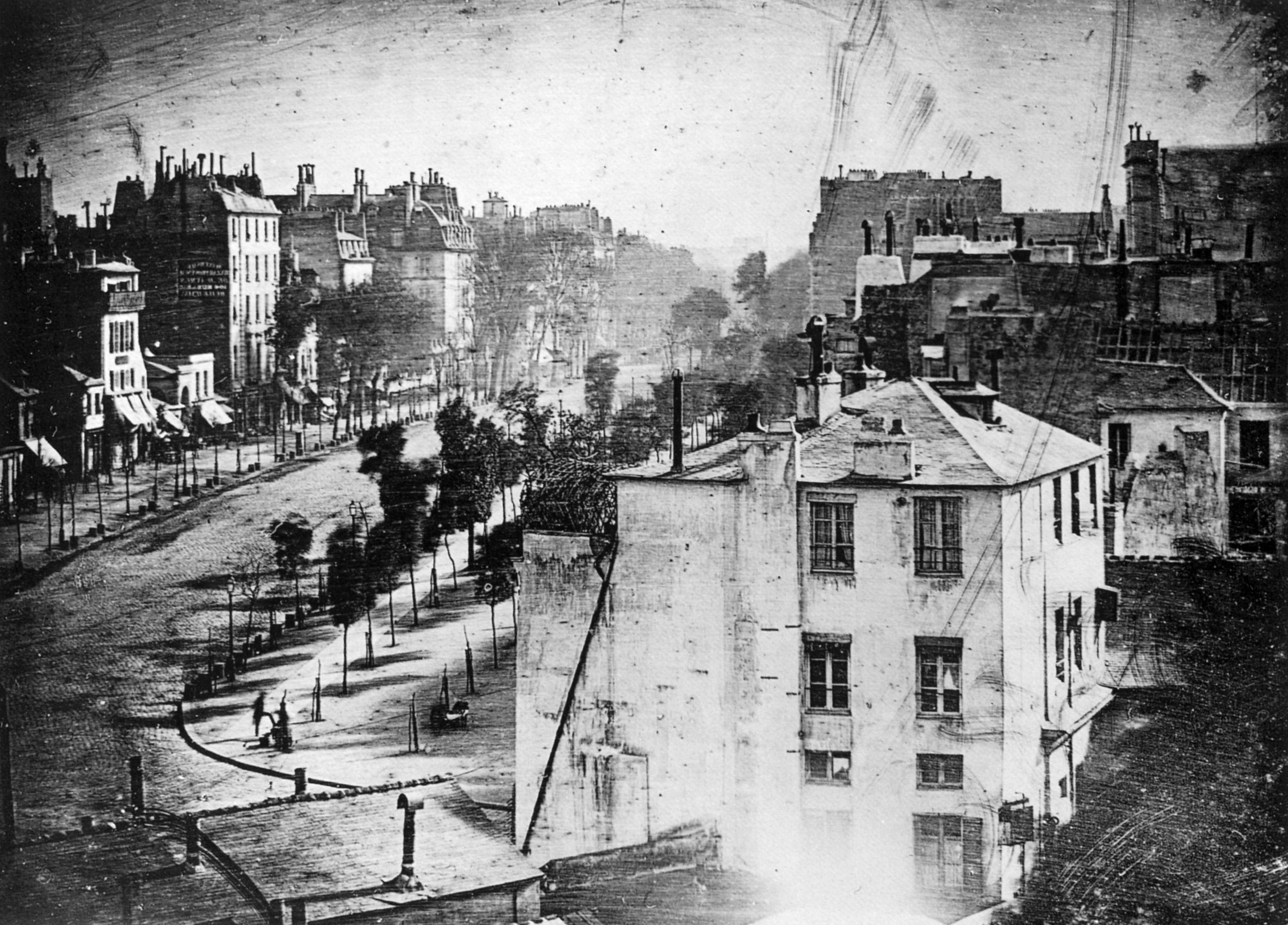 Boulevard du Temple, Paris, with a single figure visible at the curb