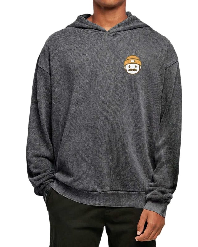 Herbie Plays FACE LOGO Acid Wash Oversize Hoodie