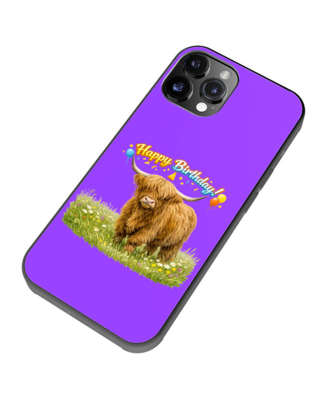 WATCH KILOMASTER6 Happy birthday highland cow Phone Case