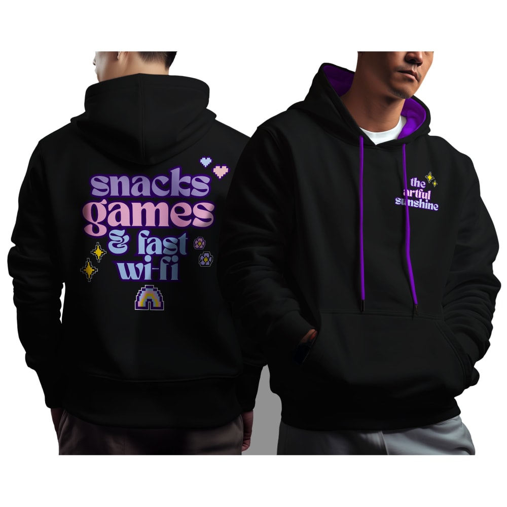 The Artful Sunshine SNACKS & FAST WI-FI Contrast Hoodie