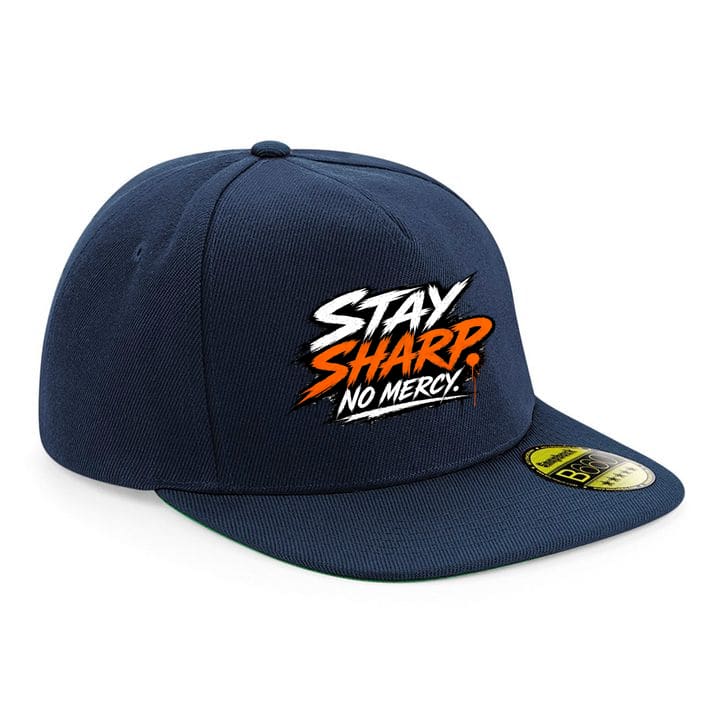 Sharpshooter Merch Stay Sharp No Mercy Flatpeak SnapBack