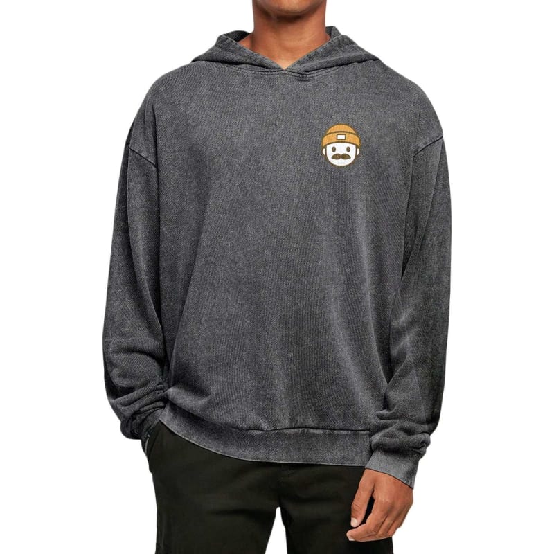 Herbie Plays FACE LOGO Acid Wash Oversize Hoodie