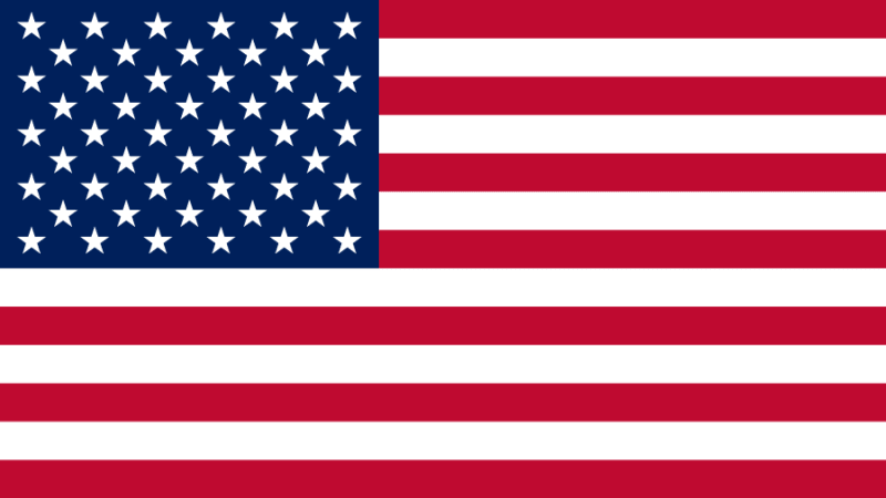 The flag of the United States of America, featuring 50 white stars on a blue canton and 13 alternating red and white stripes.