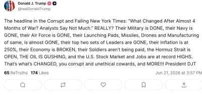 Trump Defends War Progress, Slams NYT