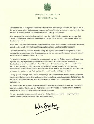 UK Health Sec Backs Burnham for Labour