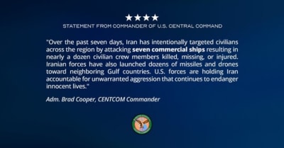 CENTCOM: Iran Attacked Commercial Ships