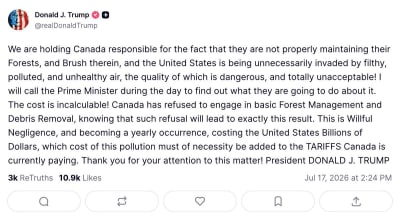 Trump Blames Canada for Air Pollution