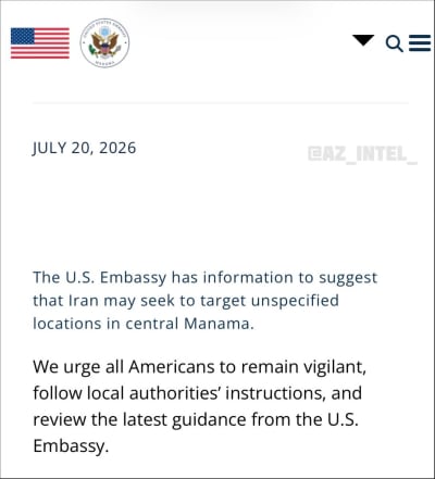 US Embassy Warns of Iran Threat in Manama