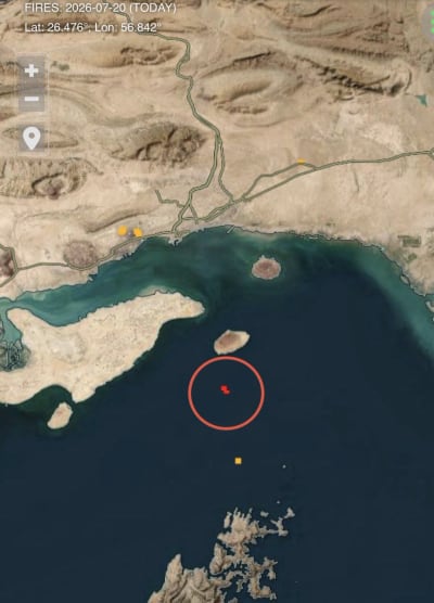 Fire Detected Near Strait of Hormuz