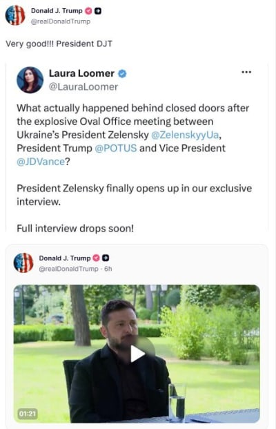Trump Praises Loomer Zelensky Interview