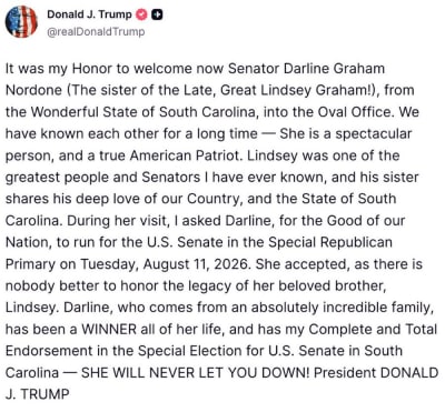 Trump Endorses Nordone for SC Senate